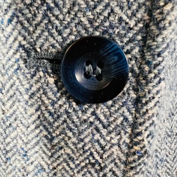 LL Bean Herringbone Tweed Blazer Wool Silk Blue Lined 3 Button Jacket Small - Picture 10 of 13